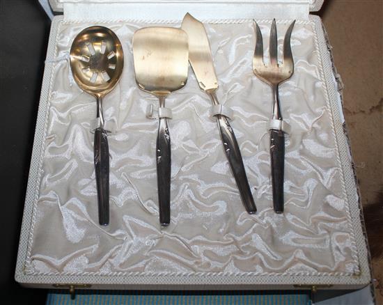 Plated egg boiler, sundry plated flatware, sugar caster etc